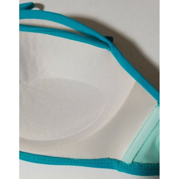 OP blue turquoise halter string bikini swim top with padded bra - Picture 4 of 4